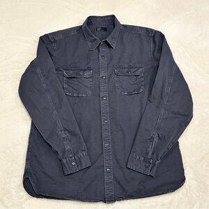 Gap Distressed Dark Blue Button Up Shirt Size XL